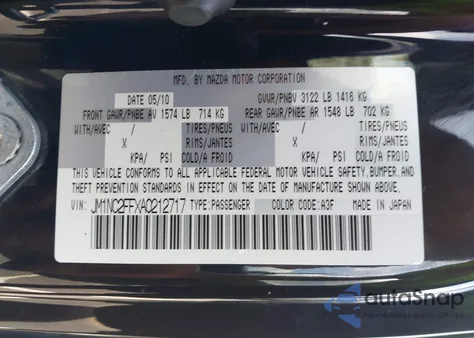 2010 Mazda Mx-5 Miata Grand Touring z USA, uszkodzony, nr VIN JM1NC2FFXA0212717